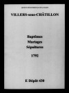 Villers-sous-Châtillon. Baptêmes, mariages, sépultures 1792