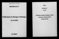 Boursault. Publications de mariage, mariages an XI-1832