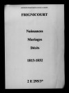 Frignicourt. Naissances, mariages, décès 1813-1832
