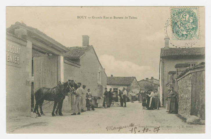BOUY. Grande rue et Bureau de tabac. Bouy : Remy-Boulanger edit.