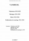 Vandeuil. Naissances, mariages, décès, publications de mariage 1913-1922