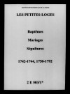 Petites-Loges (Les). Baptêmes, mariages, sépultures 1742-1792