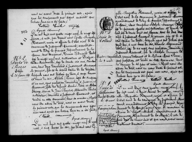 Jussecourt-Minecourt. Décès 1889-1898