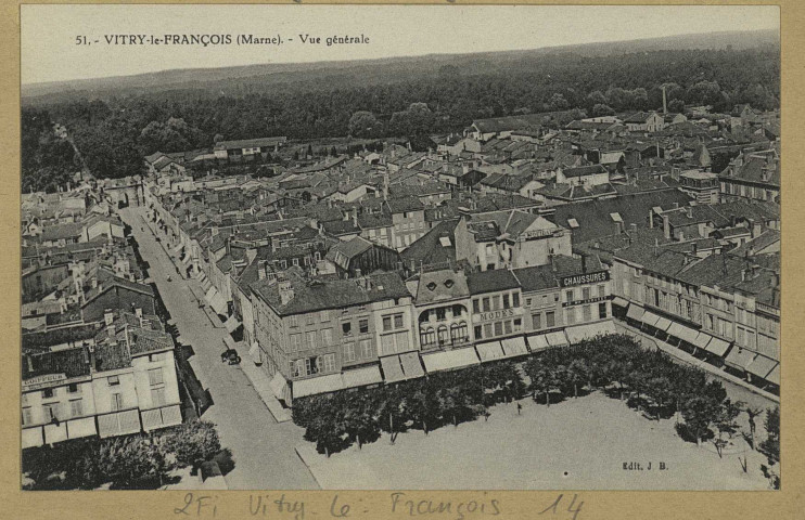 VITRY-LE-FRANÇOIS. 51. Vue générale.
Édition J. B. Château-ThierryBourgogne Frères.[vers 1930]