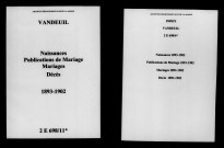 Vandeuil. Naissances, publications de mariage, mariages, décès 1893-1902
