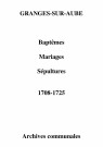 Granges-sur-Aube. Baptêmes, mariages, sépultures 1708-1725