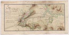 Plan du terrein compris entre le village de Brugny à la grande route d'Epernay à Montmirail, 1765.