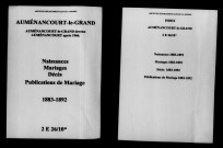 Auménancourt-le-Grand. Naissances, mariages, décès, publications de mariage 1883-1892