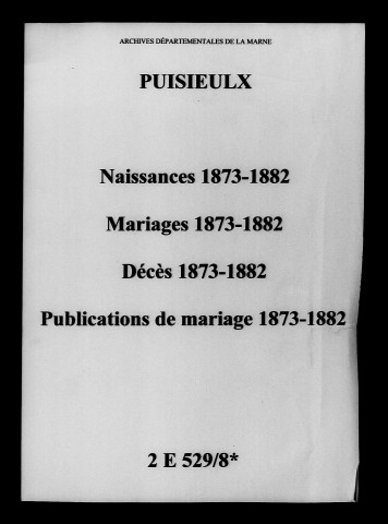 Puisieulx. Naissances, mariages, décès, publications de mariage 1873-1882