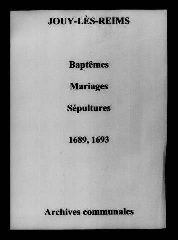 Jouy. Baptêmes, mariages, sépultures 1689-1693