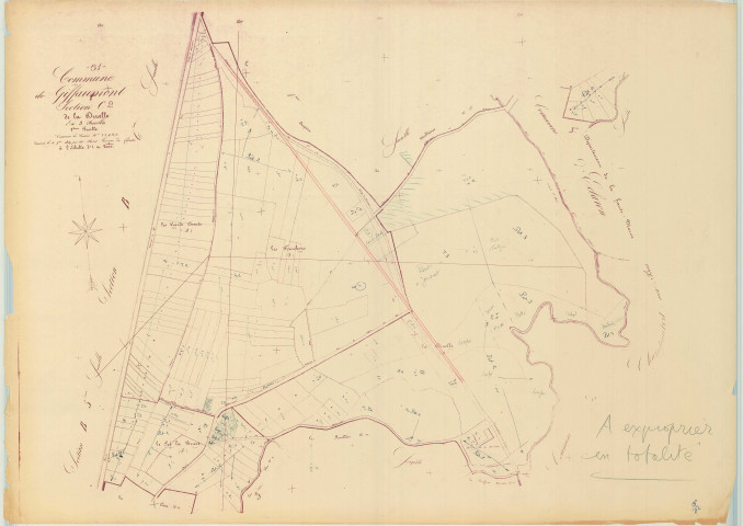 Giffaumont-Champaubert (51269). Section 269 C2 échelle 1/2000, plan napoléonien sans date (copie du plan napoléonien), plan non régulier (papier)