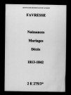 Favresse. Naissances, mariages, décès 1813-1842