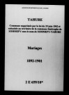 Tahure. Mariages 1892-1901