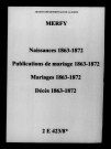Merfy. Naissances, publications de mariage, mariages, décès 1863-1872