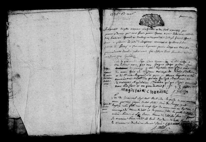 Pringy. Baptêmes, mariages, sépultures 1736