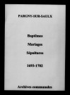 Pargny-sur-Saulx. Baptêmes, mariages, sépultures 1693-1702