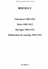 Bouilly. Naissances, décès, mariages, publications de mariage 1903-1912