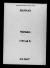 Bannay. Mariages 1793-an X