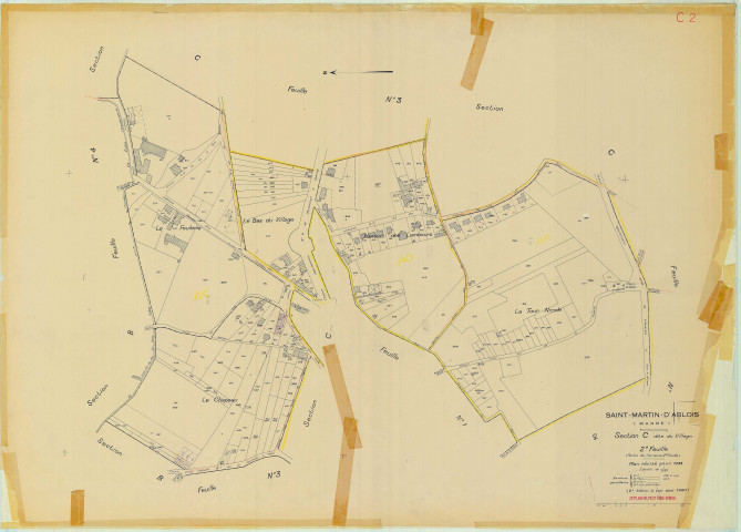 Saint-Martin-d'Ablois (51002). Section C2 échelle 1/1250, plan renouvelé pour 01/01/1933, régulier avant 20/03/1980 (papier)