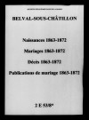 Belval-sous-Châtillon. Naissances, mariages, décès, publications de mariage 1863-1872