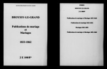 Broussy-le-Grand. Publications de mariage, mariages 1833-1862