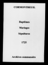 Cormontreuil. Baptêmes, mariages, sépultures 1725