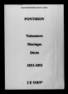 Ponthion. Naissances, mariages, décès 1833-1852