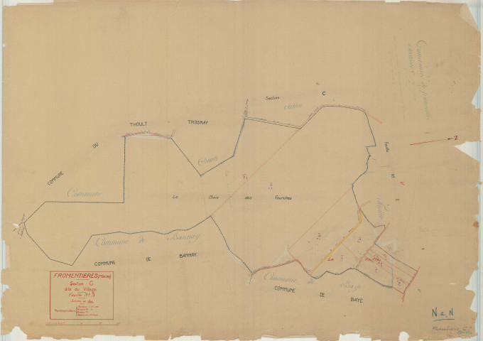 Fromentières (51263). Section C3 échelle 1/2500, plan mis à jour pour 01/01/1936, non régulier (papier)