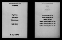 Bannes. Baptêmes, mariages, sépultures 1640-1692