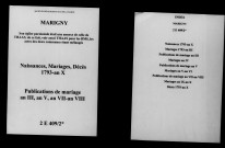 Marigny. Naissances, mariages, décès, publications de mariage 1793-an X
