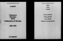 Taissy. Naissances, mariages, décès, publications de mariage 1883-1892