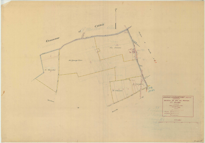 Brugny-Vaudancourt (51093). Section B1 échelle 1/2500, plan mis à jour pour 01/01/1934, non régulier (papier)