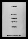 Étrepy. Baptêmes, mariages, sépultures 1707-1710