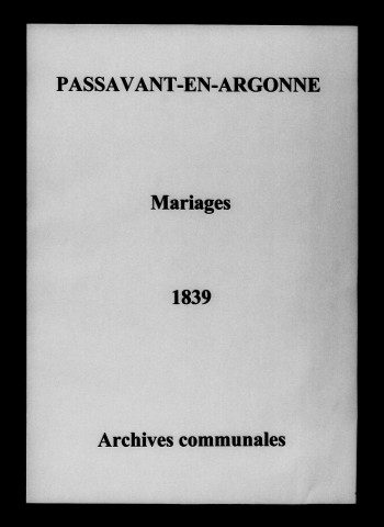 Passavant. Mariages 1839