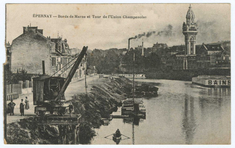 ÉPERNAY. Bords de Marne et tour de l'Union Champenoise. Château-Thierry J. Bourgogne (02 - Château-Thierry : J. Bourgogne). 1917 