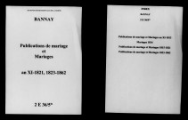 Bannay. Publications de mariage, mariages an XI-1862