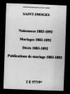 Saint-Imoges. Naissances, mariages, décès, publications de mariage 1883-1892
