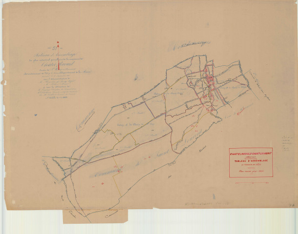 Châtelraould-Saint-Louvent (51134). Tableau d'assembale 1 échelle 1/10000, plan pour 1933, plan (papier)
