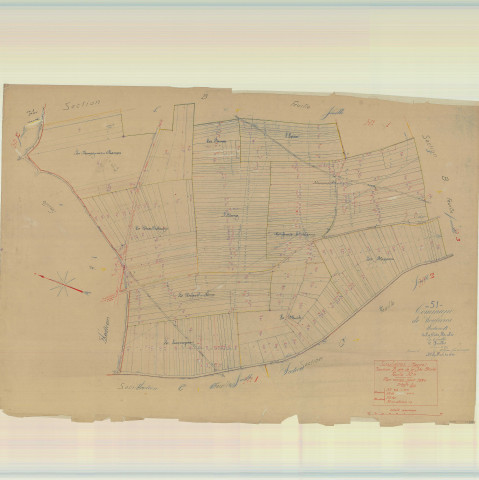 Soulières (51558). Section B4 échelle 1/1250, plan mis à jour pour 1934, plan non régulier (papier)