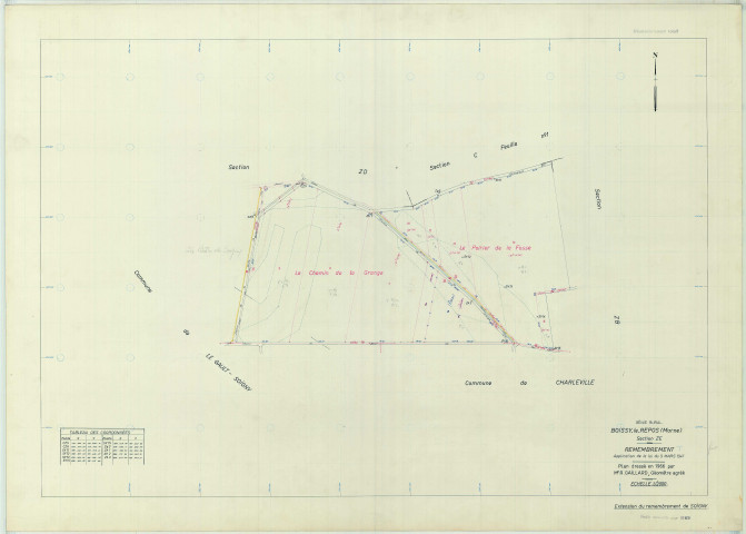 Boissy-le-Repos (51070). Section ZE échelle 1/2000, plan remembré pour 01/01/1969, régulier avant 20/03/1981 (papier armé)