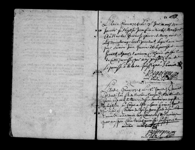 Éclaires. Baptêmes, mariages, sépultures 1714-1715