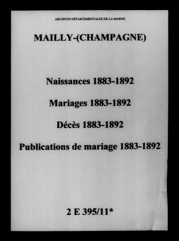Mailly. Naissances, mariages, décès, publications de mariage 1883-1892