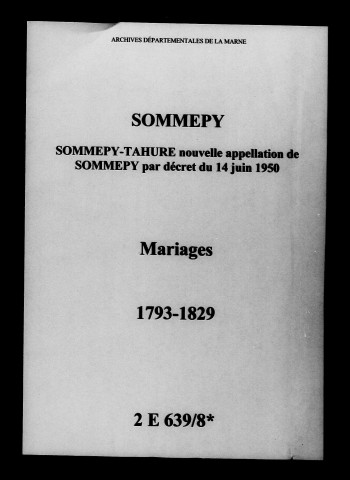 Sommepy. Mariages 1793-1829