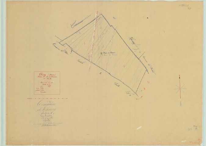 Val-de-Vesle (51571). Section A1 1 échelle 1/2500, plan mis à jour pour 1937, ancienne commune de Thuisy, plan non régulier (papier).