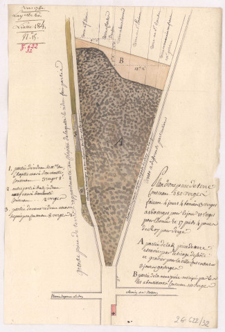 Plan d'une pièce de terre à Ausson, terroir de Reims, près de la porte de Fléchambault (vers 1760)