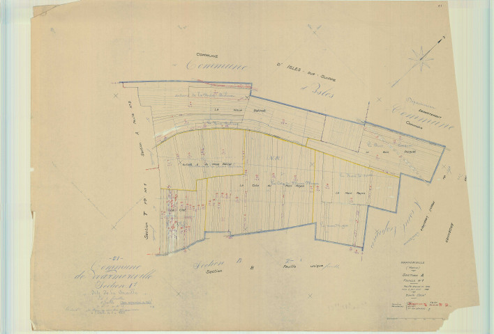 Warmeriville (51660). Section A1 échelle 1/2500, plan mis à jour pour 1958, plan non régulier (papier).