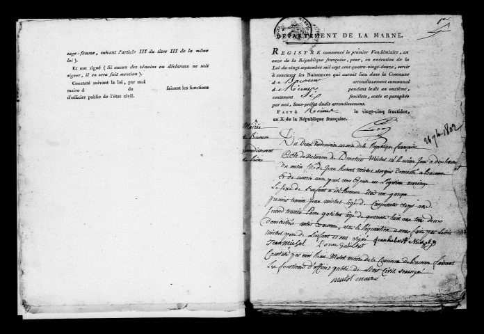 Baconnes. Naissances, publications de mariage, mariages, décès an XI-1812
