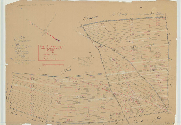 Bussy-le-Château (51097). Section C2 échelle 1/2000, plan mis à jour pour 1934, plan non régulier (papier)