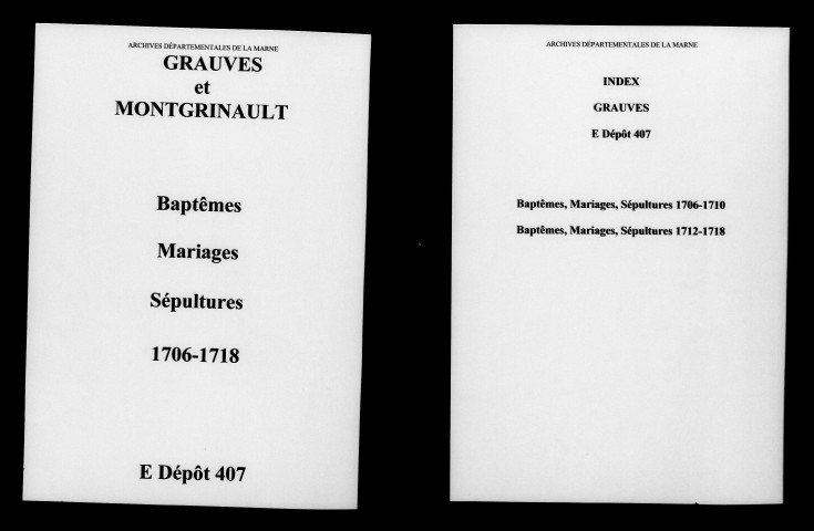 Grauves. Baptêmes, mariages, sépultures 1706-1718