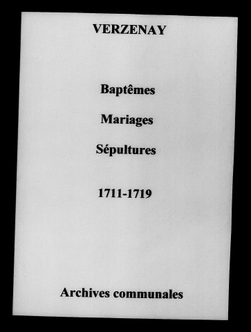 Verzenay. Baptêmes, mariages, sépultures 1711-1719